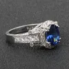 Bagues de cluster Bague Ringen Charms Ovale Sapphire Bague pour femmes Argent 925 Bijoux Gemstones Vintage Design Femme Anniversaire Cadeau En Gros