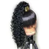 Parrucca sintetica frontale in pizzo 360 riccio crespo nero profondo BabyHair Simulazione fibra resistente al calore Capelli umani per donna