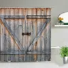 Old Vintage Wood Doors Shower Curtains Decorative Waterproof Polyester Fabric Bathroom Curtain Set Home Bath Decor With Hooks 210609