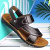 Sandalias Verano Nuevo Resbalón plano en cuero Hombres Moda Zapatillas antideslizantes para hombre al aire libre Cómodo Sandy Beach 220302