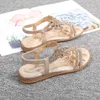 kristall kvinnor sandaler 2021 guld silver damer sandaler platt sommar skor kvinna sommar sandaler stor storlek 40 41 sandalia feminina y0721