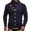 Mannen Sweaters Turtleneck Kabel Knit Button Down Vesten Chunky Chunky Casual Fall Winter Jassen Jassen