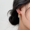 Stud Lock Earring Women Natural Stone Earrings Ladies Fashion High Quality Simplicity Exquisite Korean Party Zinc Alloy Oorbellen