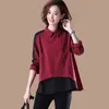Lente herfst korea mode plus size vrouwen kleding patchwork gestreepte turn-down kraag casual shirts femme losse blouse V249 210512