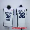 Mens NCAA Brigham Young Cougars 32 Jimmer Fredette Shanghai Sharks Jerseys College Movie Basketball Jersey White Blue Size S-XXL