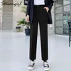 Streamgirl Women Wide Leg Pants Plus Size Female Trousers Spring Straight Black Suit Casual High Waist Pants Wide Leg Summer 210421
