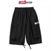 LAPPSTER Hommes Ins Mode Coréenne Cargo Shorts D'été Noir Poche Multifonction Recadrée Pantalon Streetwear Sweatshorts 5XL 210713