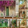 Paysage de fleurs pastorales rurales rideaux de douche salle de bain tissu 3D avec crochets écran étanche 210915