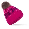 Casquettes Chapeaux Bonnet/Casquettes De Noël Fleur De Neige Bonnets À Pompons En Tricot Chunky Deux Styles Boules De Pom-Pom Fausse Fourrure Ou Lignes Communes 58cm Crâne 10 Options Mixtes En Gros