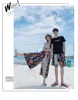 Summer Couple's Beach Wear Holiday Style Contrast Stitching Women's Chiffon Dress Men's Short Sleeve T-Shirt Shorts Lover Set Swimwear