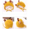 Cute Elk Antlers Baby Hat Winter Warm Plush Knitted Warmer Children Hat Earflap Boys Girls Beanie Christmas Hats