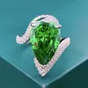 Water Drop 8ct Emerald Diamond Ring 100% Real Sterling Sier Party Wedding Band Rings for Women Lovar Engagement Smycken