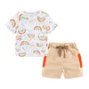 Mudkingdom Niedliche Kleinkind Junge kurz Set Little S Outfits Tierhemd Und für Sommer Kleidung Anzug Rainbow Wear 210615