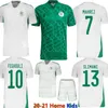 2021 2 étoiles Algérie Accueil Blanc Elevé Jersey Soccer Jersey Adulte Kids Kit de football Mahrez Feghouli Football Athletics Chemises