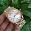 BPF Wristwatches men watches 128238 36mm Yellow gold Diamond mother of pearl Dial Stainless Steel 316L 2813 Movement Automatic mec297T