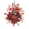 現代の花ペンダントランプレトロなアートの装飾手ブローされたムラノガラスLEDシャンデリア照明24 x 28インチ