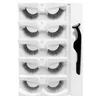5 pares reutilizáveis ​​auto-adesivos cílios postianos com tweezer natural impermeável fita adesiva olho cílios para usar sem cola necessária