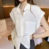 Summer Cotton Short Sleeve White Women Shirt Casual Plus Size Loose Cardigan Blouse Solid Blusas Mujer De Moda 10289 210508