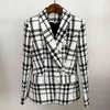 High Street Est designer blazer jaqueta feminina gola xaile duplo breasted leão botões xadrez tweed 210521