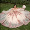 Sparkly Quinceanera Robes Moderne Chérie Dentelle Applique Paillettes Robe De Bal Tulle Vintage Soirée Sweet 16 Dress264t