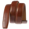 Bälten Super Brand Simple Casual Men's Belt Designer Luxury Brown Leather Högkvalitativ guldlegering Automatisk spänne 3.5 cm