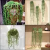 Dekorativa Blommor Kransar Festliga Party Supplies Hem Trädgård Konstgjorda Suents Pearls Fleshy Green Vine Hängande Rattan Vägg Simpulation Flöde