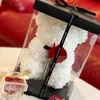 Cartoon 25cm Red Rose Bear Sztuczne Kwiaty PE Teddy Bear Valentine Dzieci Prezenty Urodzinowe Dla Bożego Narodzenia Wystrój Domu Drop 210624