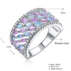 2021 Shine Colorful Rings Aneis Blue Pink Zircon Crystal Nice Jewelry Luxury Women Accessories Ring