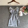 Mulheres Sleepwear Noiva Casamento Casamento Robe 2 Peça Mulheres Faux Silk Set Sexy Nightwear Suspender Suspender Nightgdress Suit