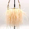 NXY Evening Bag Women Ostrich Fur for Party Wedding Luxury Handbag New Tote Chain Tassel Shoulder Feather Love Day Clutches 02072733