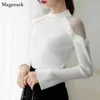 Autumn Winter Sweater Women Flare Sleeve Vintage Jumper Slim White Turtleneck Knitted Pull Femme 6387 95 210512