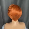 Transparent Pixie Cut Wig Brazilian Human Hair Short Wigs Bob Wig Orange Glueless Side Part Body Wave