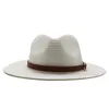 Bred Brim Summer Fedora Jazz Cap Straw Panama Hats för män Kvinnor Beach Caps7707330