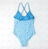 Kvinnors badkläder designer kvinnor baddräkter bikini sexig klassisk brev tryckt blå set bra bodysuit bikinis sommar baddräkt mode en bit strand kostymer