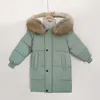 Zima Kurtka Duża Fur Collar White Duck Down Płaszcz Dla Chłopców Nowy 2021 Odzieży wierzchniej dziecięcych Tz952 H0909