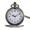 Vintage Men Pocket Watch Retro Bronston Rund Form Spindel Web Mönster Klockor Med Kedjehalsband