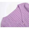 Kvinnor Deep Plunge Neck Beskuren Cardigan Crop Sweaters 210512