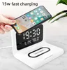 Chargers Wireless Charging Rel￳gio 15W Carregamento r￡pido para o telefone celular Apple Tempo de temperatura digital Tempo Bell Carregador de prote￧￣o Smart Protection Conjunto de celulares 3 em 1