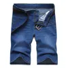 Летний бренд растяжки тонкие дышащие хлопчатобумажные джинсовые джинсы короткие мужчины длина колена мягкие синие повседневные шорты бермуды плюс размер 28- 210714
