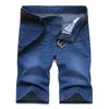 Été Marque Stretch Mince Respirant coton Denim Jeans Court Hommes Genou Longueur Doux bleu décontracté Shorts Bermudes Plus La Taille 28- 210714