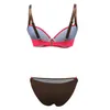 Chisalis Push Up Swimsuit Kobiety Bikini Solid Patchwork Swimwear Halter Top Drukuj Maillot Biquini Kostiumy kąpielowe 210621