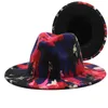 Kolorowy szeroki kościele kościelne Derby Top Party Hat Panama poczuł fedorę dla mężczyzn Kobiety sztuczny wełniany styl brytyjski Jazz Cap5717744