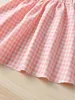 Toddler girls gingham ruffle trim övergripande klänning huvudband hon