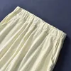 Pantaloni da donna in lino di cotone stile casual Johnature primavera estate elastico in vita tinta unita gamba larga vintage 210915