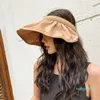 Projektantka mody Sun Hat Summer Multifunkcja Kobiety Hair Hoop Ponytail UV Ochrona Ochrona szerokie Grzech Składane dorosłe panie Femme Beach4966799