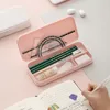 Macaron Pencil Cases for Primary School Students Frosted PP Learning Stationery Pencil Box for Kids