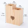 Candle Holders 2Pcs Wood Color Heart Shaped Candlestick Ornaments For Boy/Girl Friend Valentines Day Wedding Gifts Guests Party Home Decor
