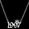 Pendant & Jewelry Personalized Birth Number Necklaces Custom Crown Initial Necklace Pendants For Women Girls Birthday Jewelry Special Year D