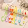 Chains Korean Gummy Bear Pearl Beaded Necklace For Women Girls Rainbow Color Beads Cartoon Teddy Handmade Choker Necklaces Jewelry