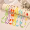 Chains Korean Gummy Bear Pearl Beaded Necklace For Women Girls Rainbow Color Beads Cartoon Teddy Handmade Choker Necklaces Jewelry